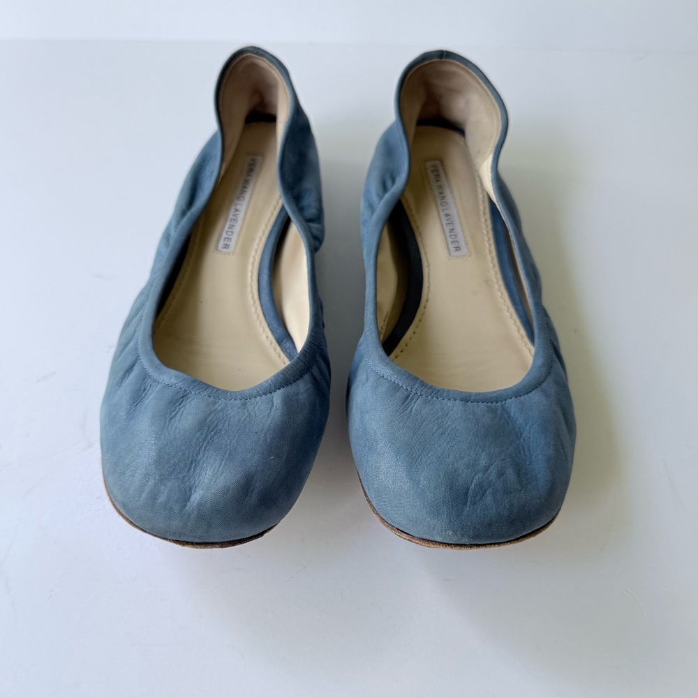 Vera Wang Lavendar Label Leather Ballet Flats in Blue Shimmer Size 8 - Picture 8 of 16